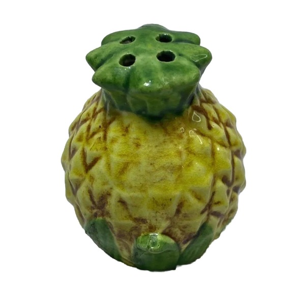 VTG Mini Pineapple Salt /Pepper Shaker Set Japan Hawaii Yellow With Green Leaves - Picture 14 of 15